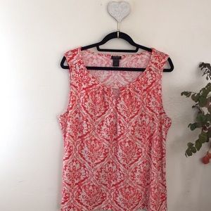 ANN TAYLOR Cream and Orange Sleeveless Top Size XL